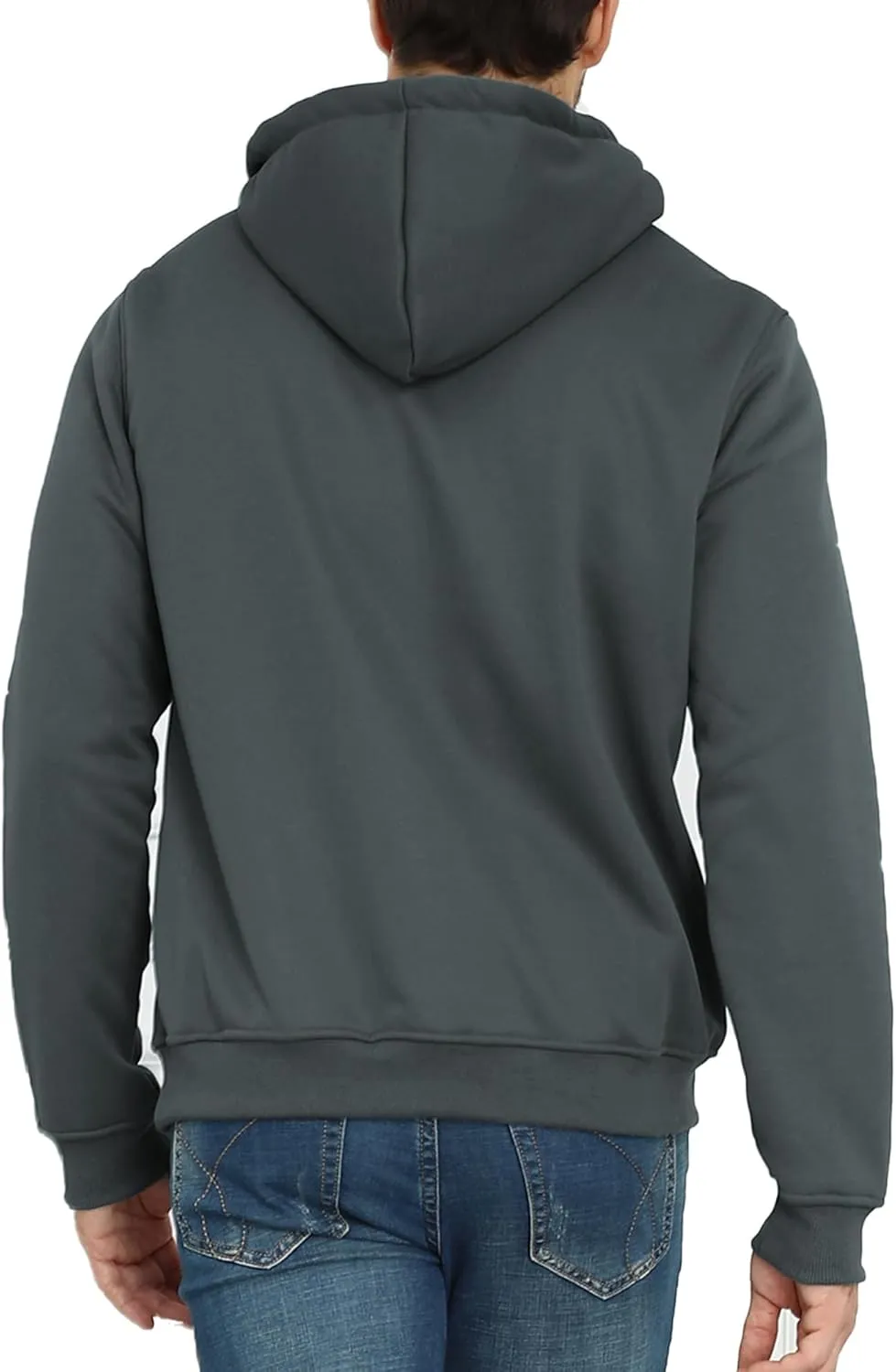 Men's Fleece Lined Hoodies Sweatshirt Sherpa Lined Pullover Hoodie Kanga Pocket Long Sleeve Hooded Thermal Sweat