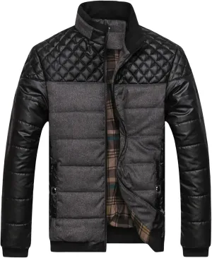 Mens Flight Bomber Jacket Winter Diamond Quilted Varsity Jackets Warm Padded Coats Outwear Winter Jackets for Men