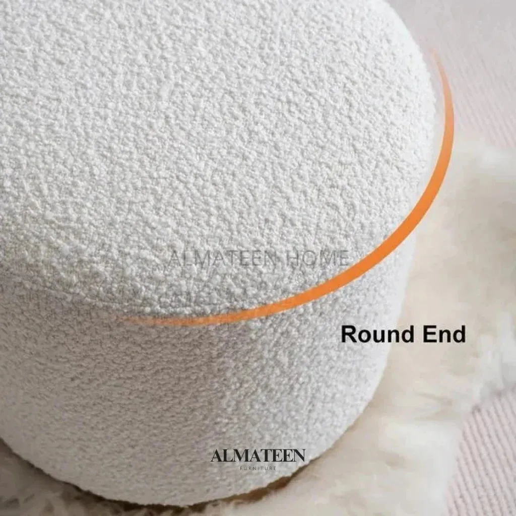 Modern White Round Lamb Wool Vanity Stool
