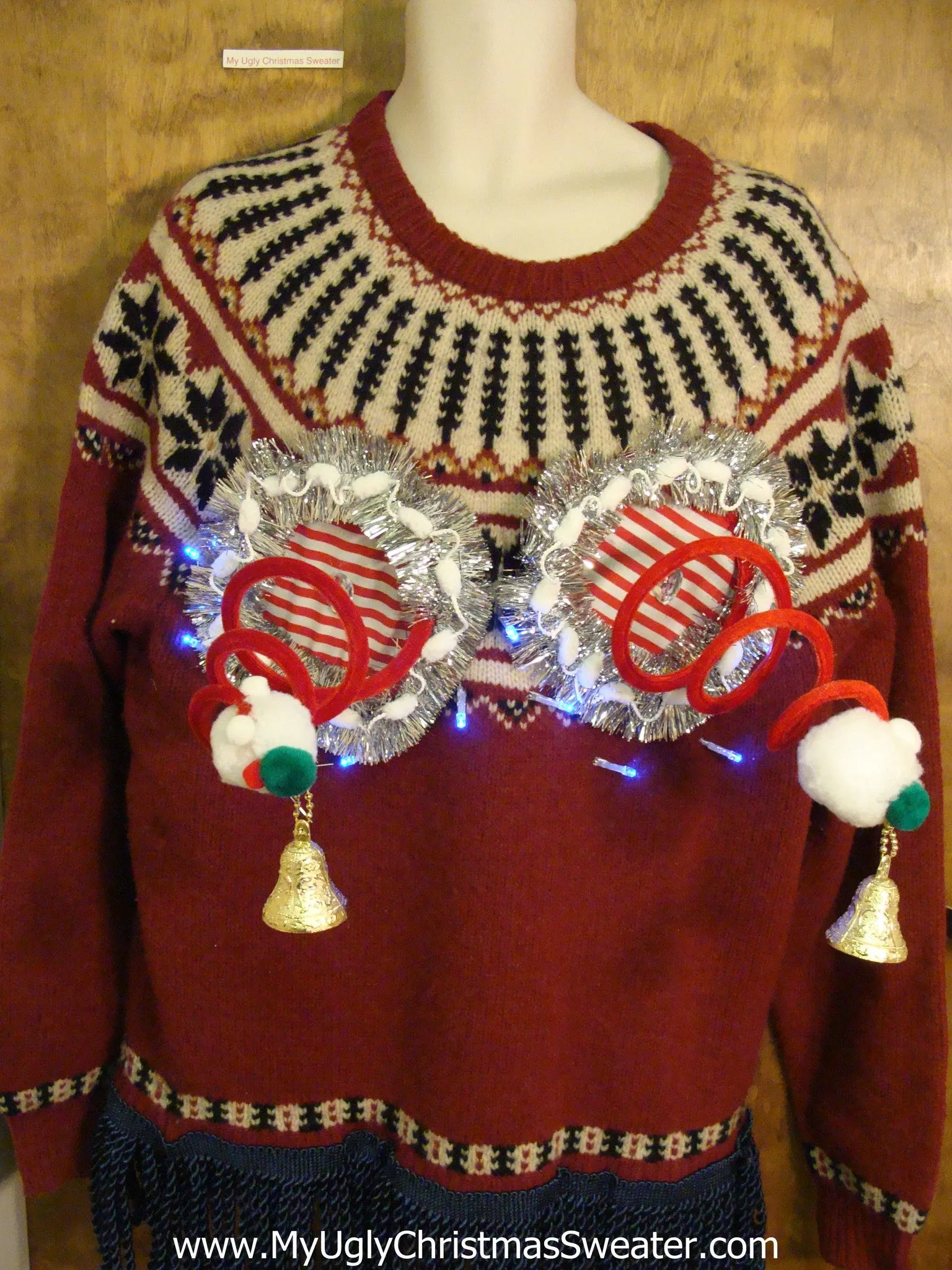 Nordic 2sided Crazy Naughty Ugly Christmas Sweater with Lights