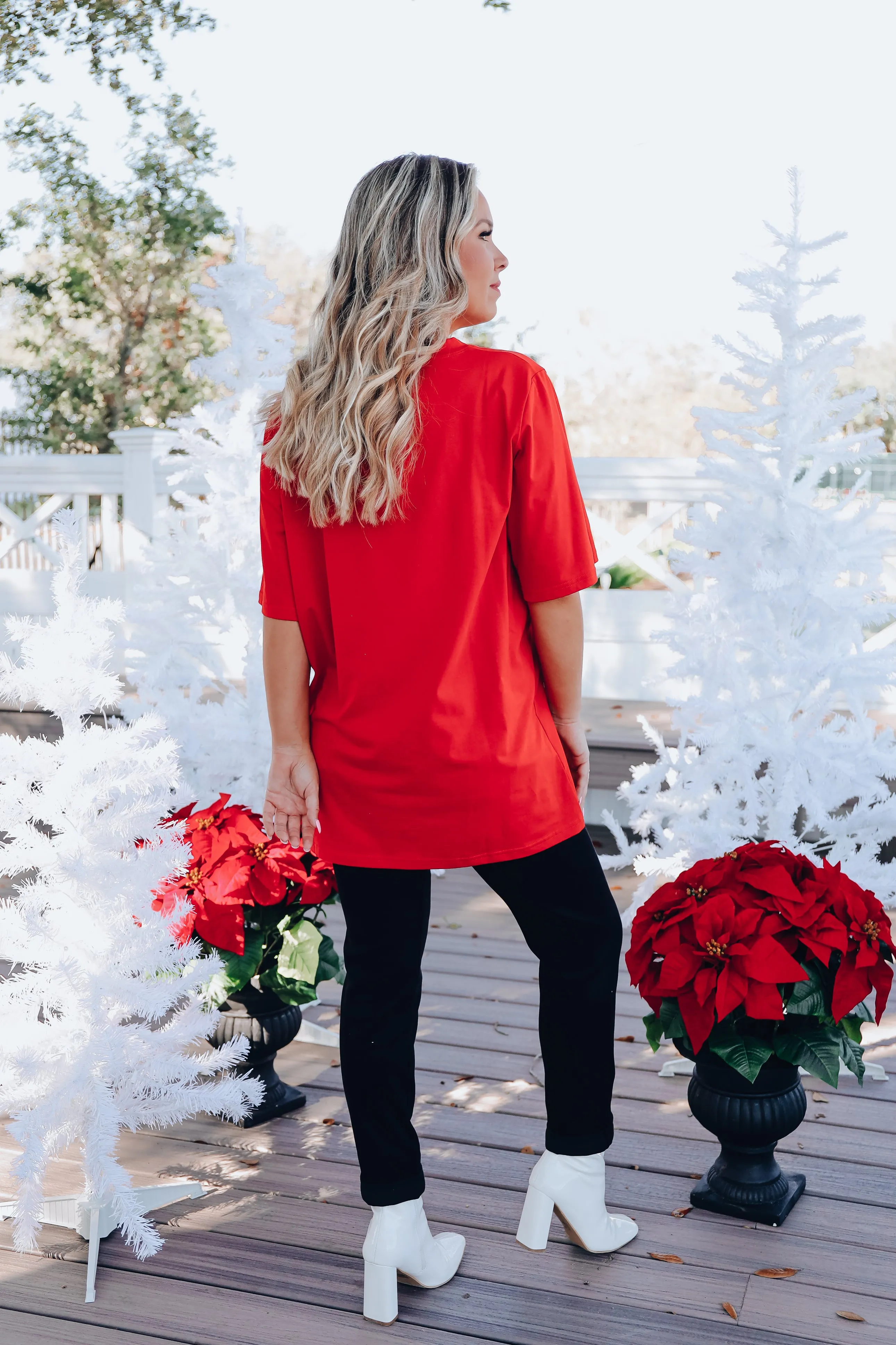 Nutcracker Sequin Graphic T-Shirt Dress - Red