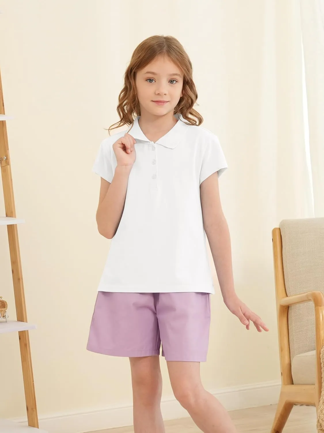 OHD School Uniform Shirts for Girls Kids Uniform Polo Shirts Aged 3T-14 Years