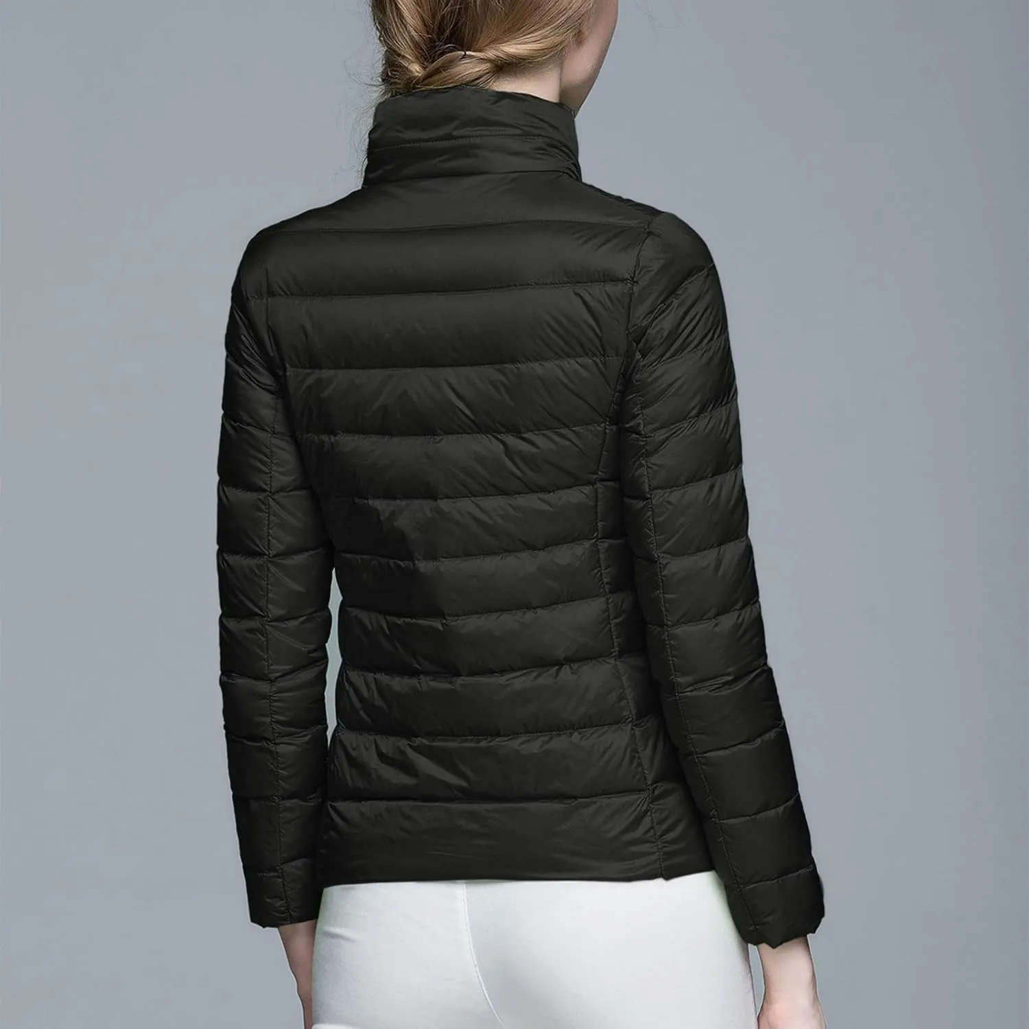 Packable Down Jacket Womens Lightweight Winter Duck Down Jackets Slim Fit Bubble Coat Zipper Warm Puffer Jacket with Hood