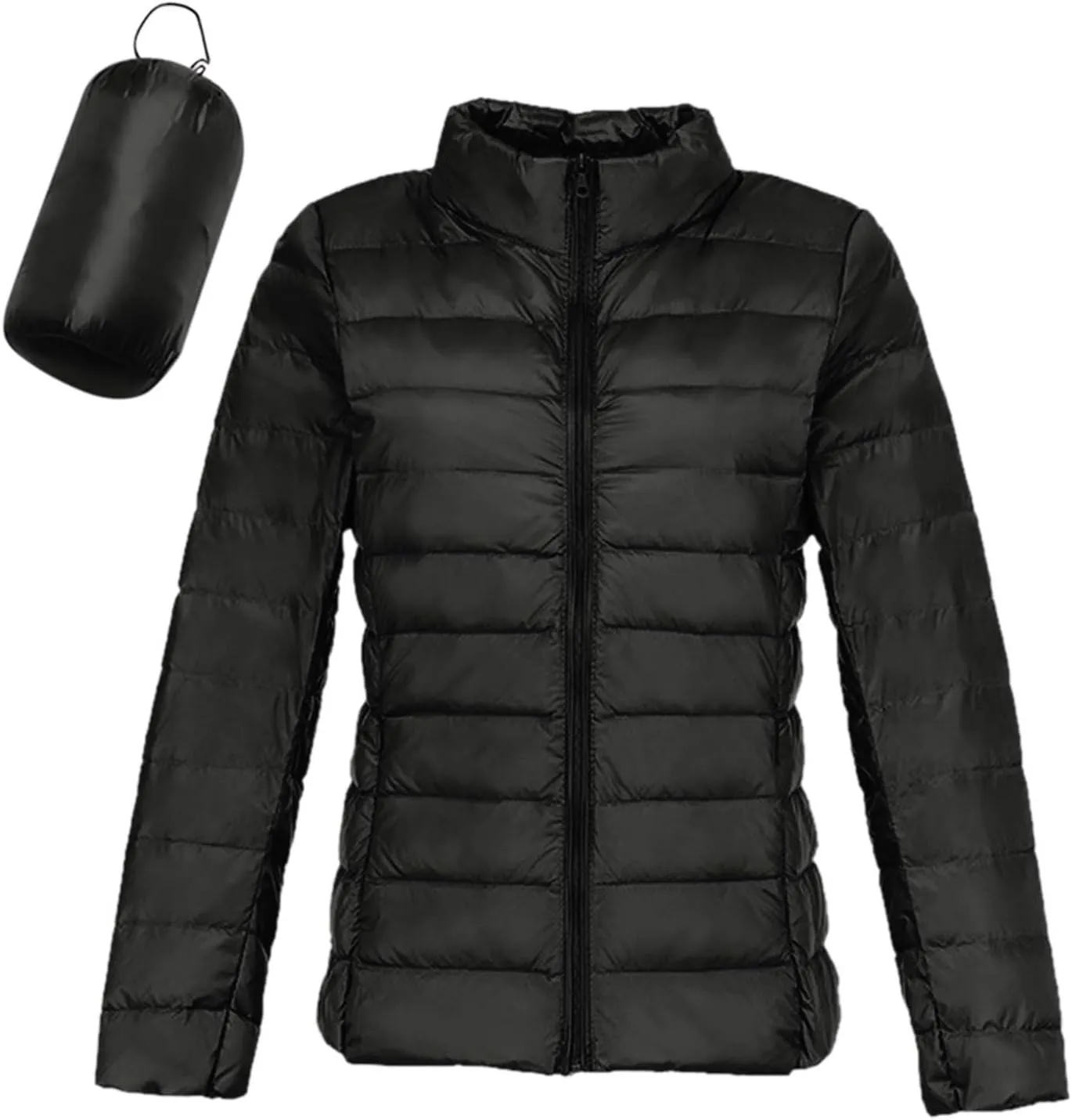 Packable Down Jacket Womens Lightweight Winter Duck Down Jackets Slim Fit Bubble Coat Zipper Warm Puffer Jacket with Hood