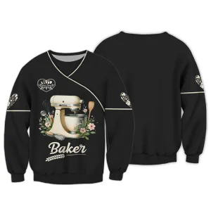 Personalized Baker Elegant Mixer and Floral Design for Baking Enthusiasts 3D Sweatshirt Hoodie