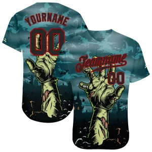 Personalized Name Hand Zombie Halloween Baseball Jersey, Perfect Gift for Halloween