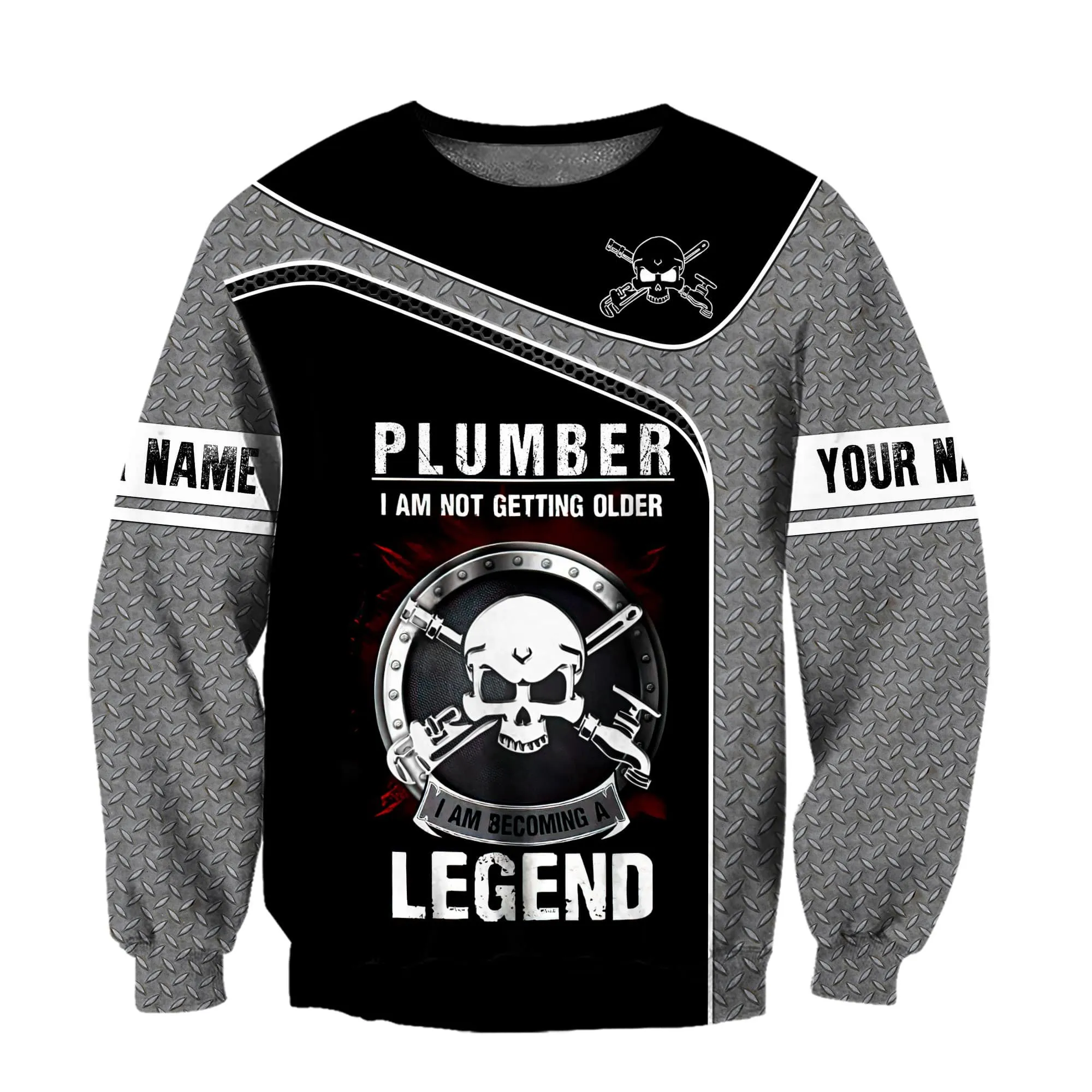 Personalized Name Plumber Metal Unisex Shirt I Am Being A Legend 3D Sweatshirt, Christmas Gift for Plumber