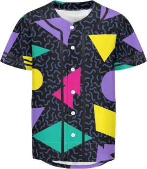 Pigsaly Men's Baseball Jersey Eighties Neon Geometric Adult Hipster Hip Hop T Shirts Vintage 90s Fashion Sports Uniform XS
