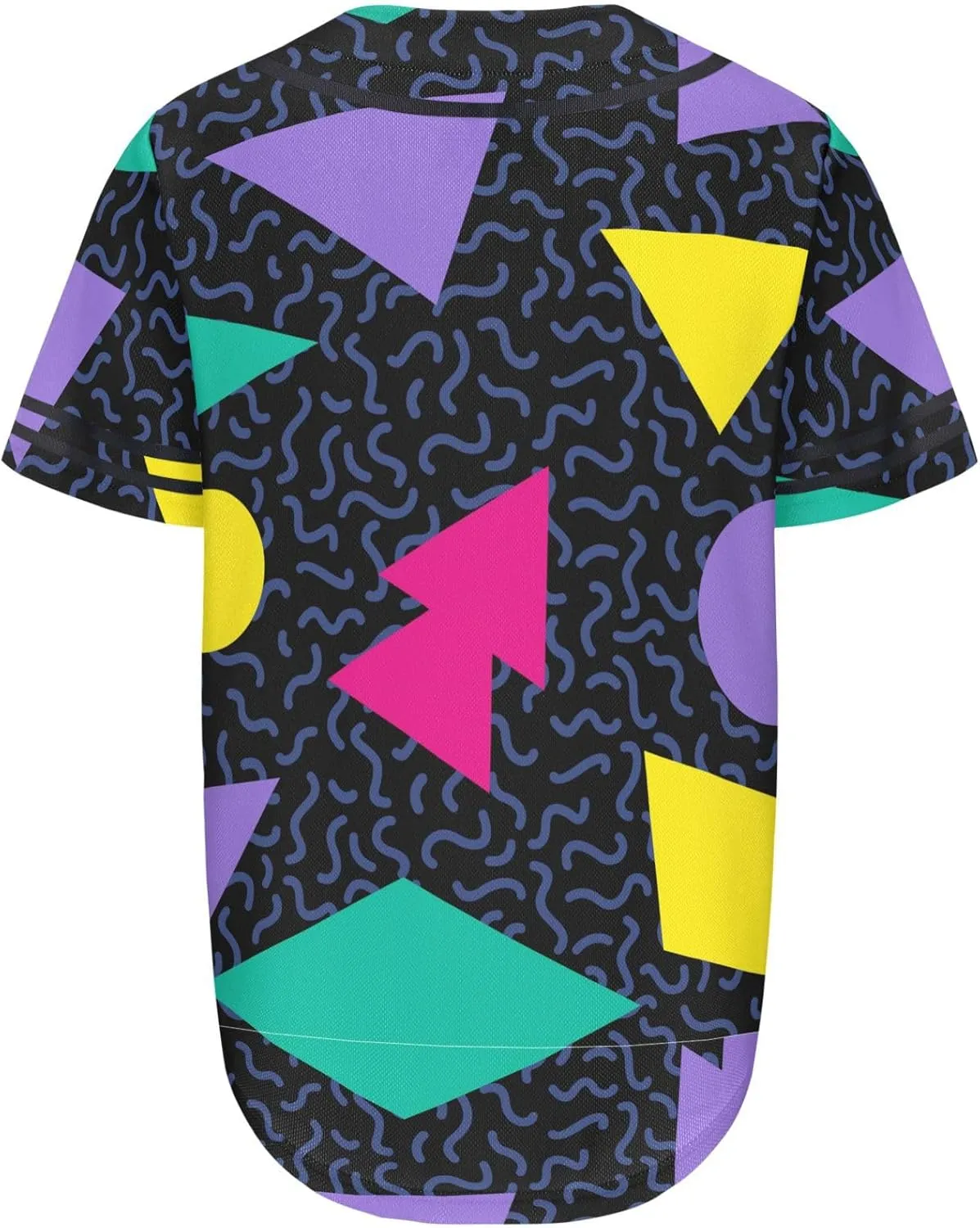 Pigsaly Men's Baseball Jersey Eighties Neon Geometric Adult Hipster Hip Hop T Shirts Vintage 90s Fashion Sports Uniform XS