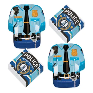 Police Party Supplies - Police Officer Uniform Shaped Plates and Luncheon Napkins (Serves 16)