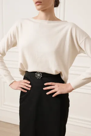 Rania Boat Neck Cashmere Sweater In Luna