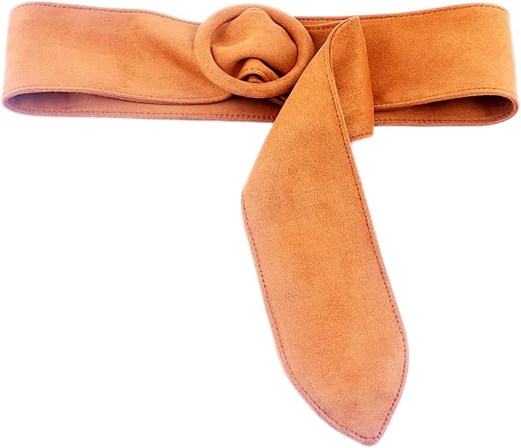 Sheface Women's Faux Suede Belt Round Buckle Cinch Belts Wide Waistband for Shirt Skirt Dress