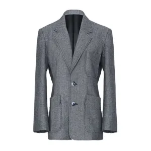 Solid Minimalsit Blazers For Women Notched Collar Long Sleeve Tunic Patchwork Buttons Casual Blazer Female Clothing