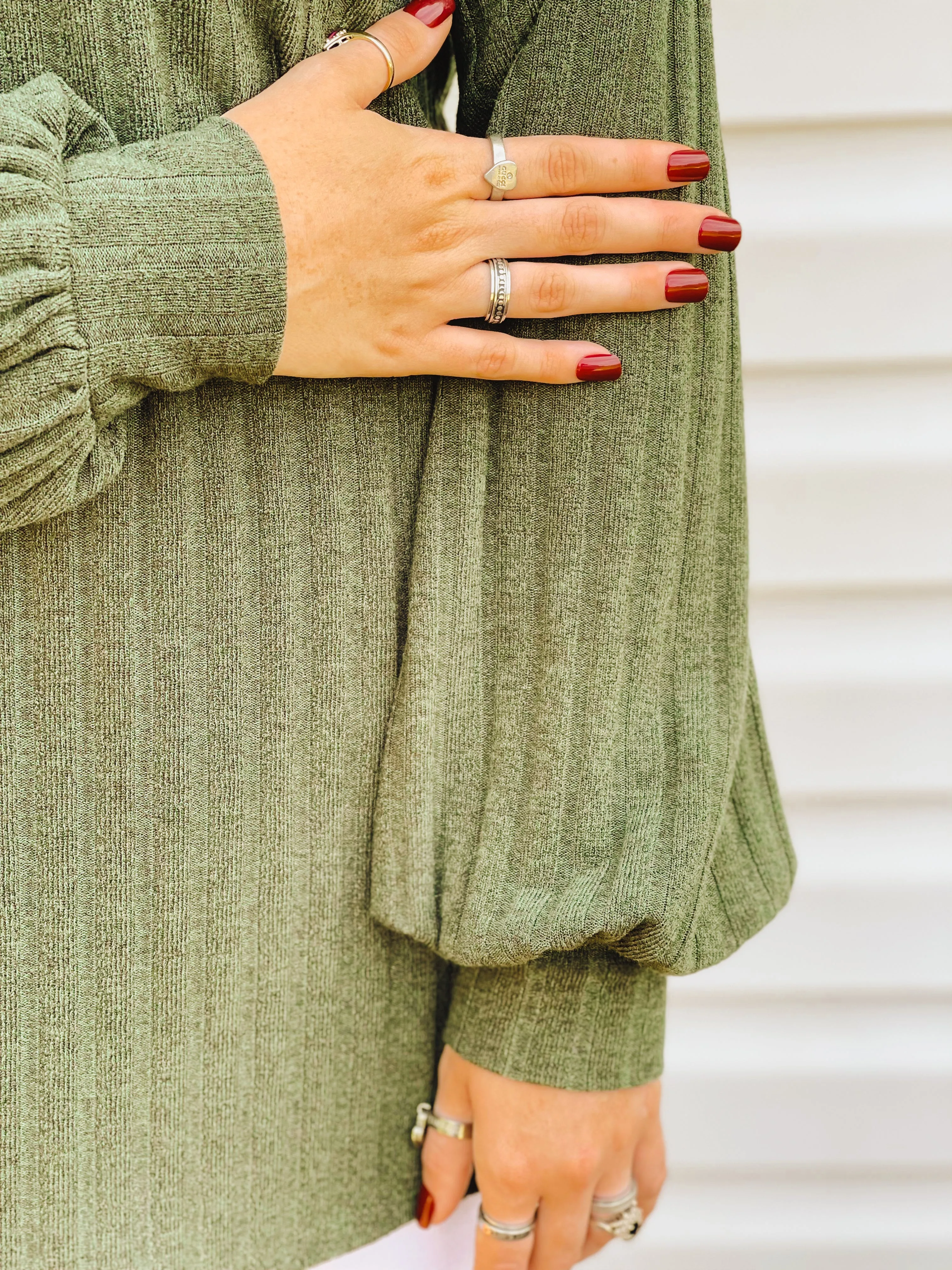 Spiced Apple Open One-Shoulder Turtleneck