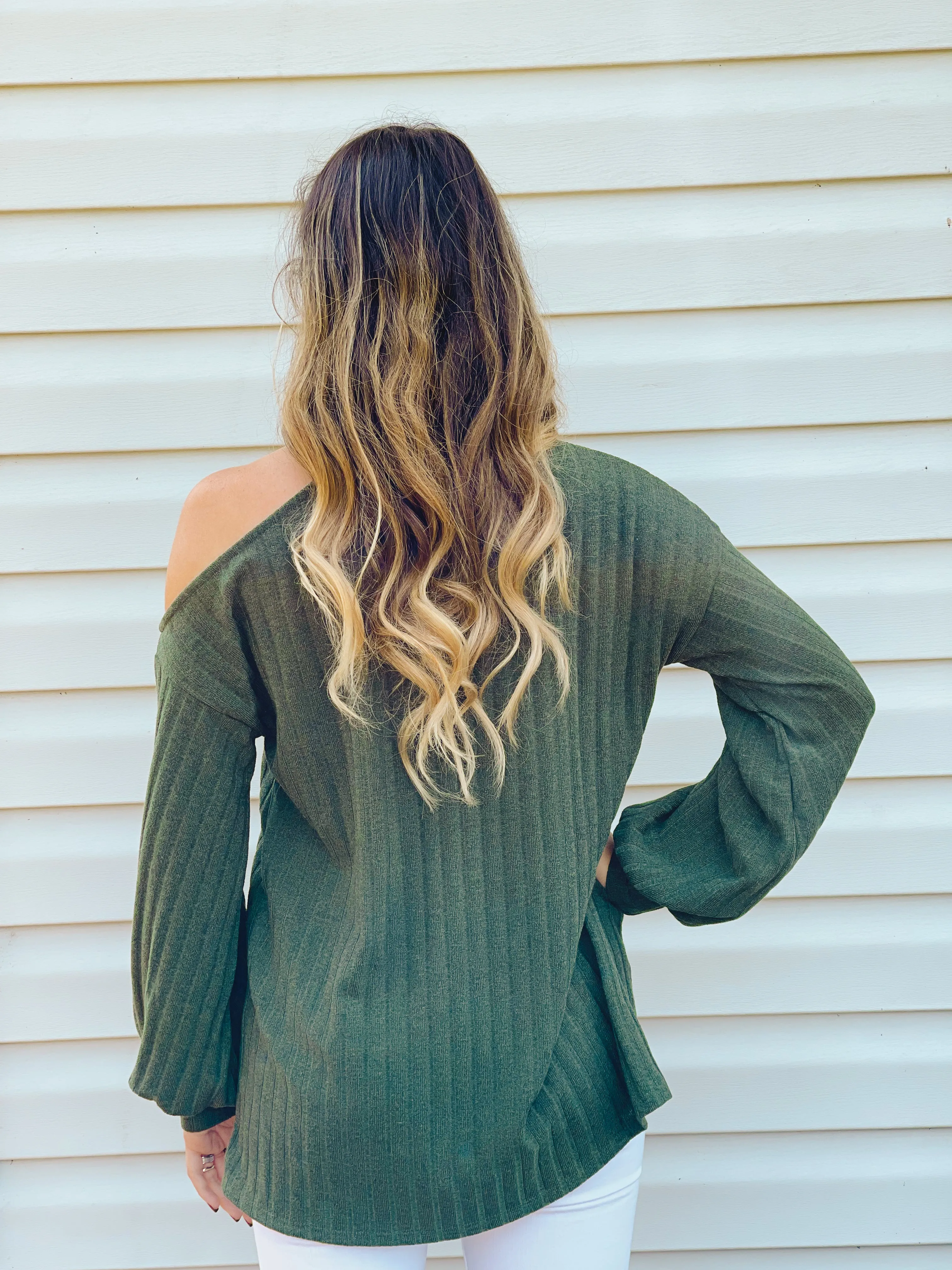 Spiced Apple Open One-Shoulder Turtleneck