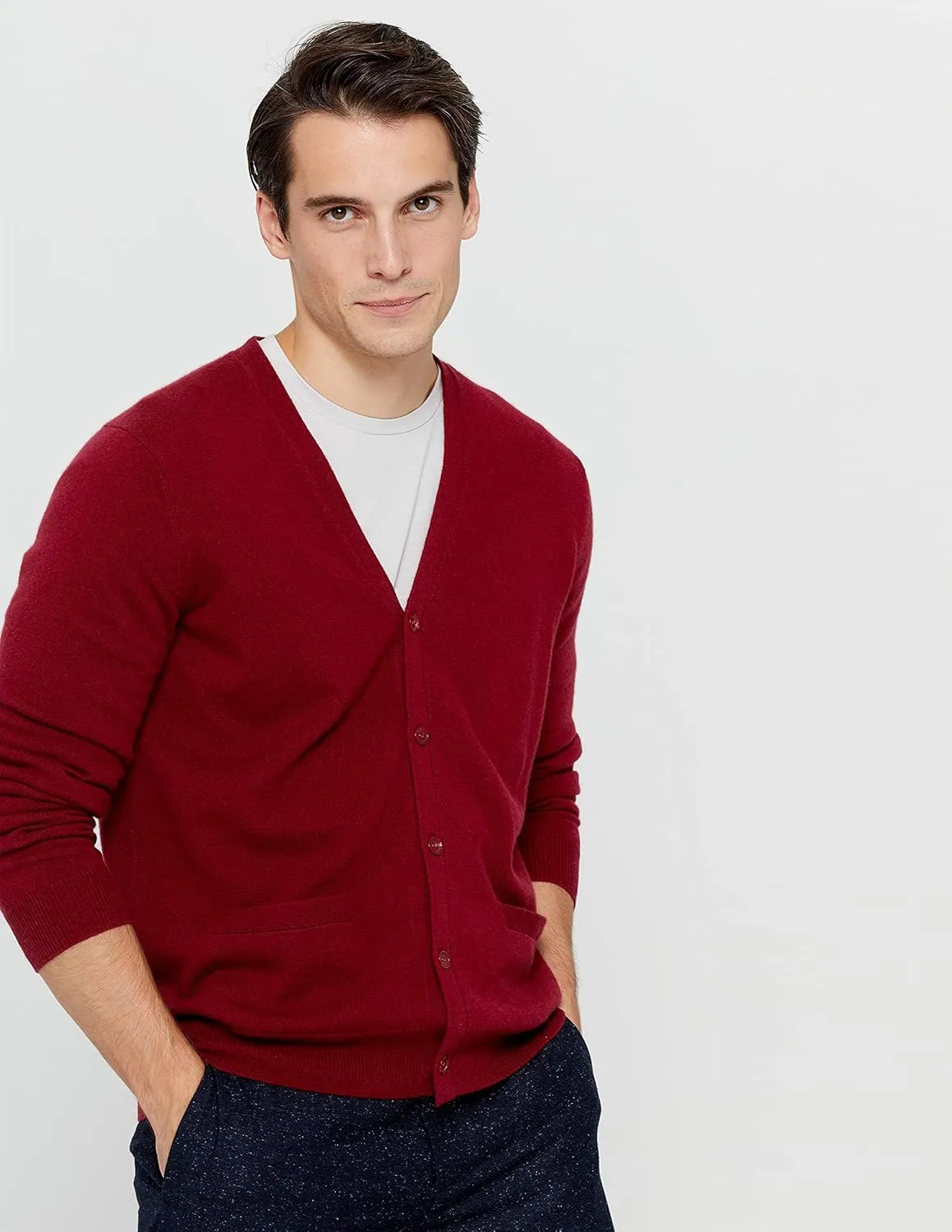 State Cashmere Men's 100% Pure Cashmere Button Front Long Sleeve Cardigan Sweater