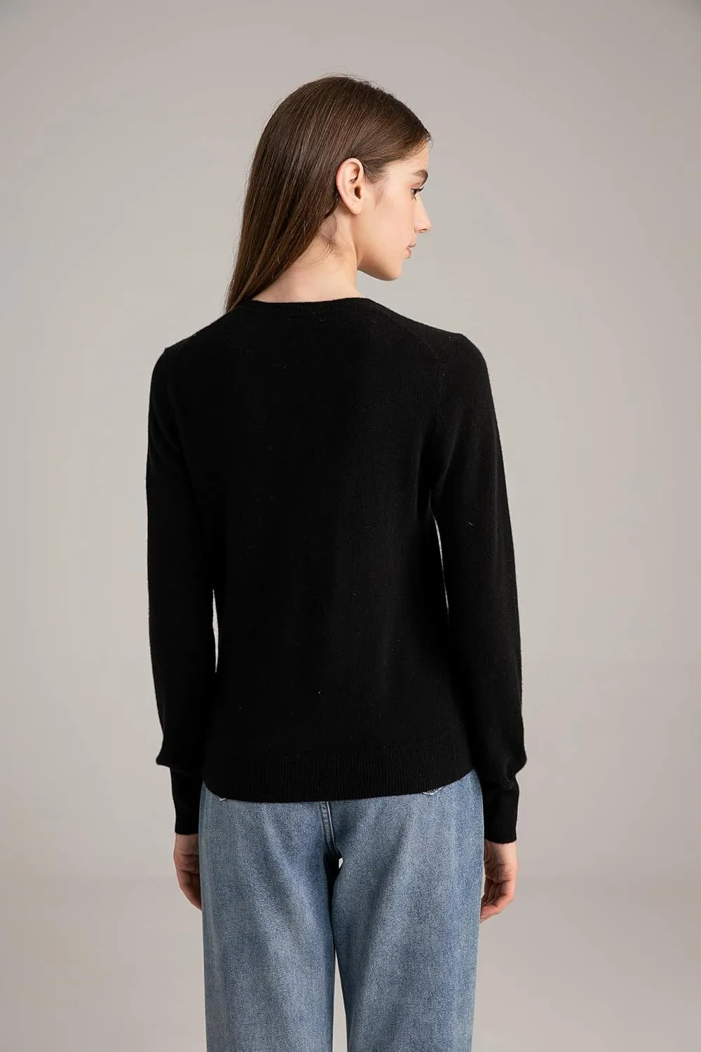 State Cashmere Womens Essential V-Neck Sweater 100% Pure Cashmere Classic Long Sleeve Pullover