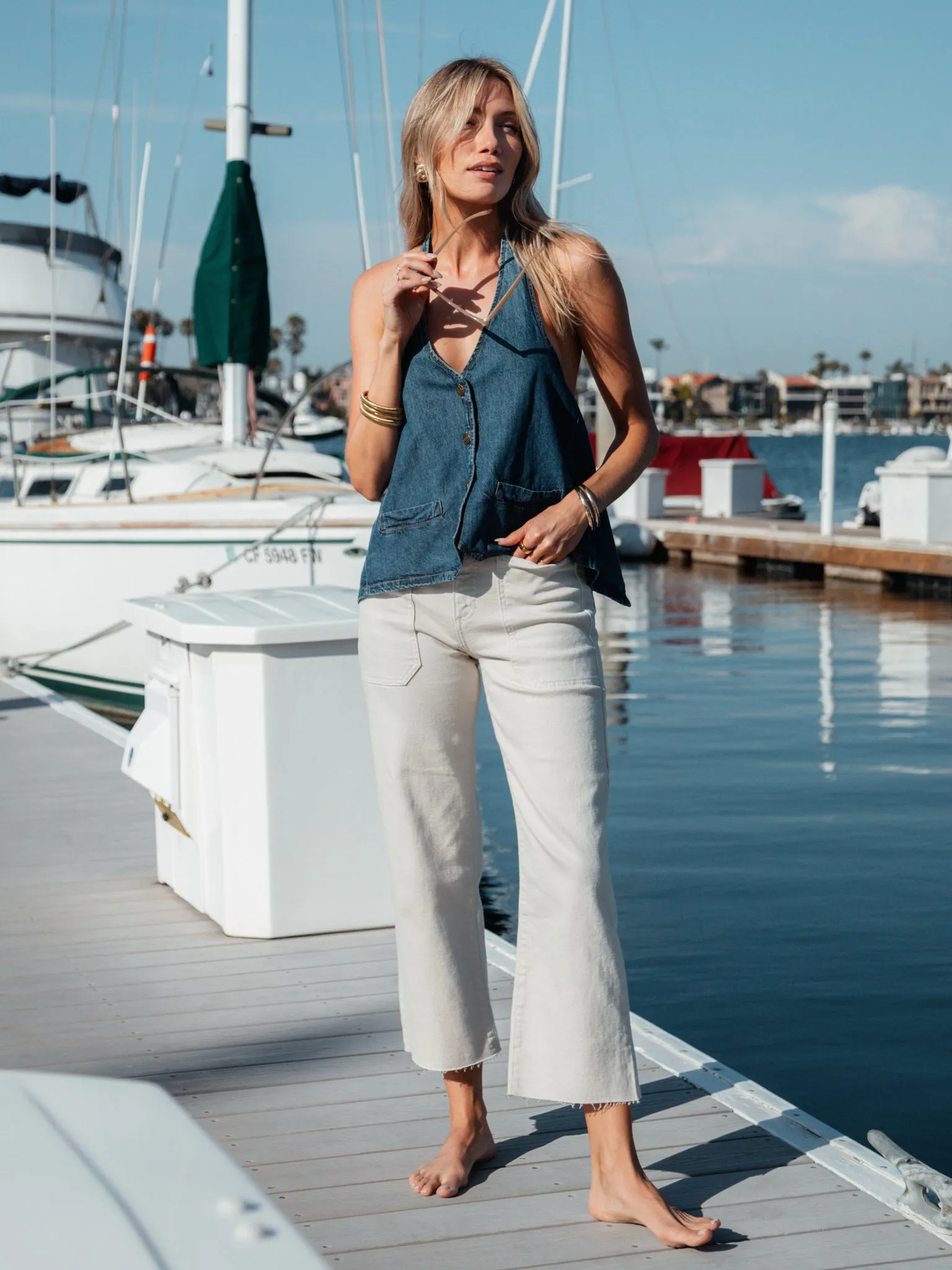 Thalia Denim Halter Top