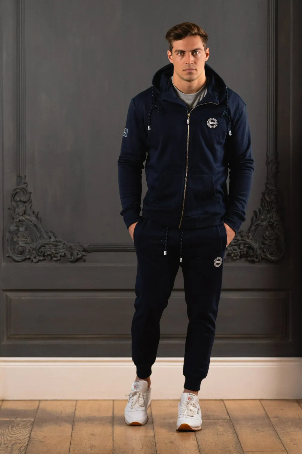 The Luxe Zip-Up Fleece Hoodie in Navy