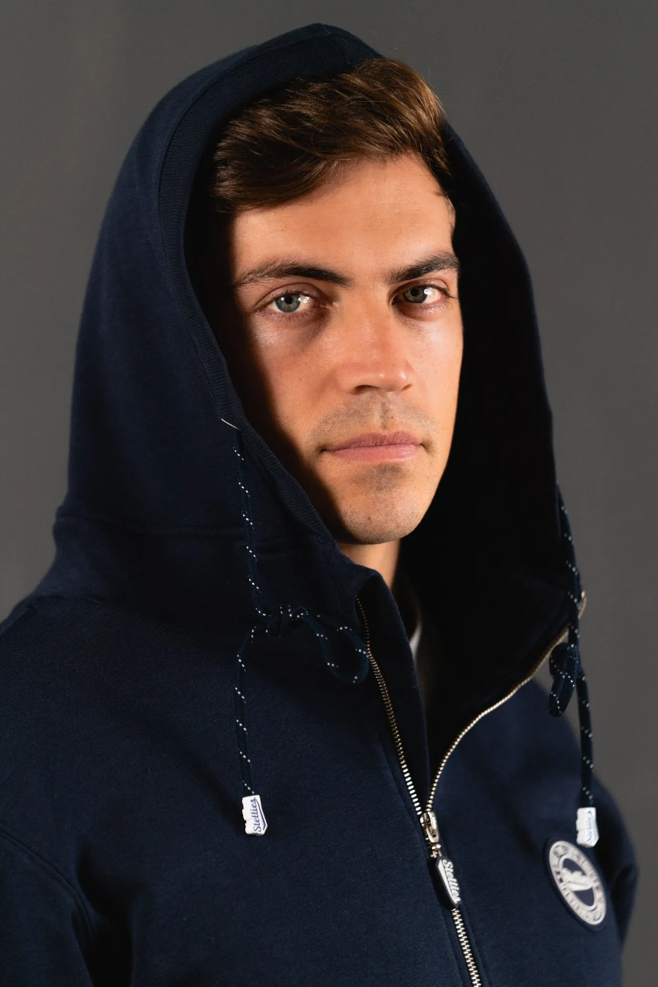 The Luxe Zip-Up Fleece Hoodie in Navy
