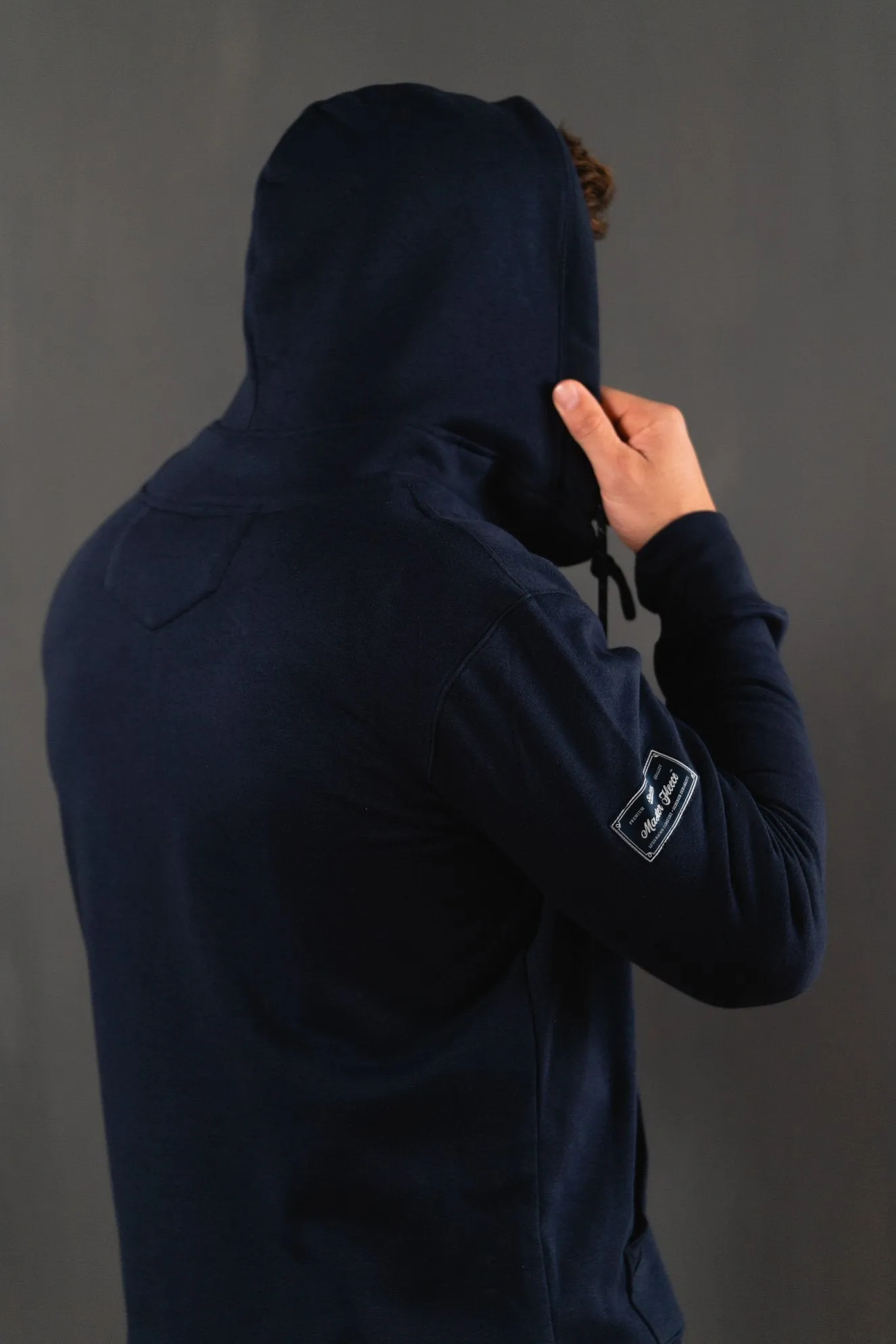 The Luxe Zip-Up Fleece Hoodie in Navy