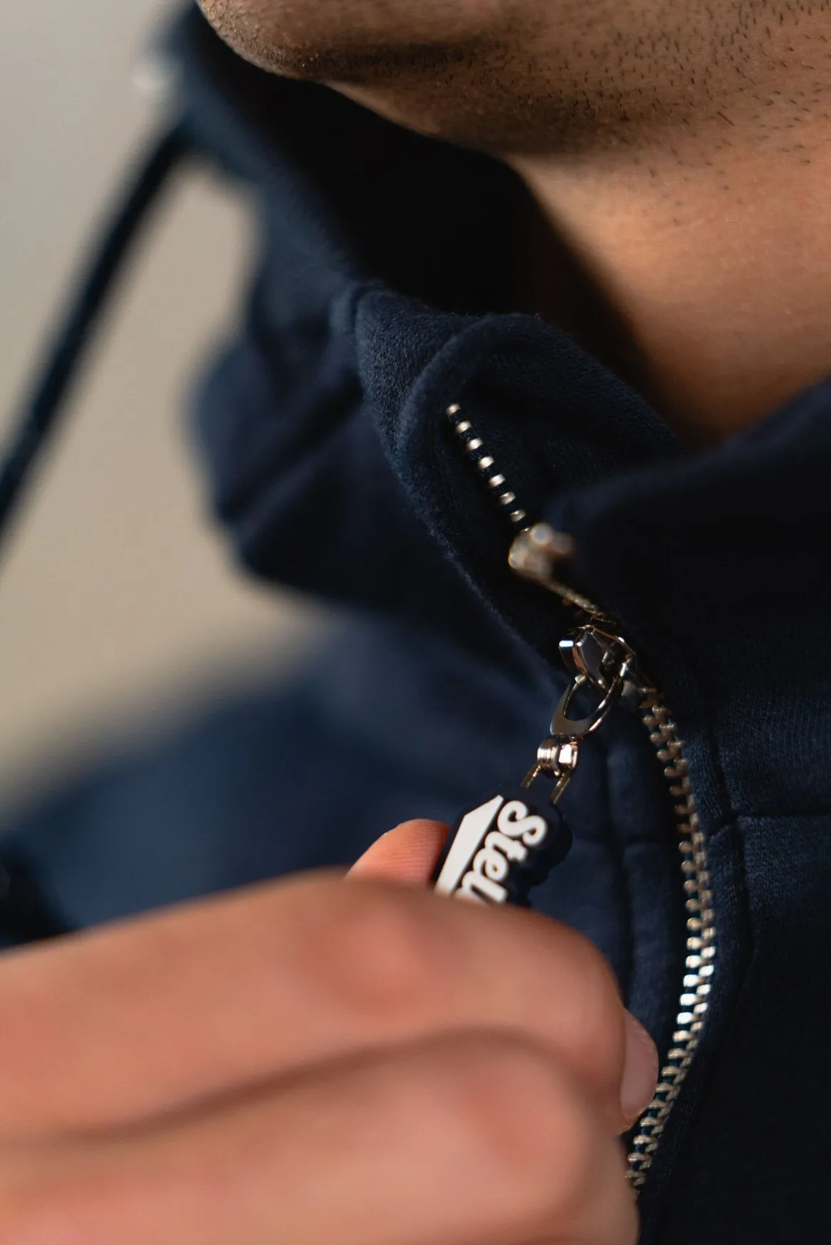The Luxe Zip-Up Fleece Hoodie in Navy