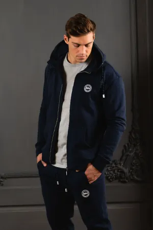 The Luxe Zip-Up Fleece Hoodie in Navy