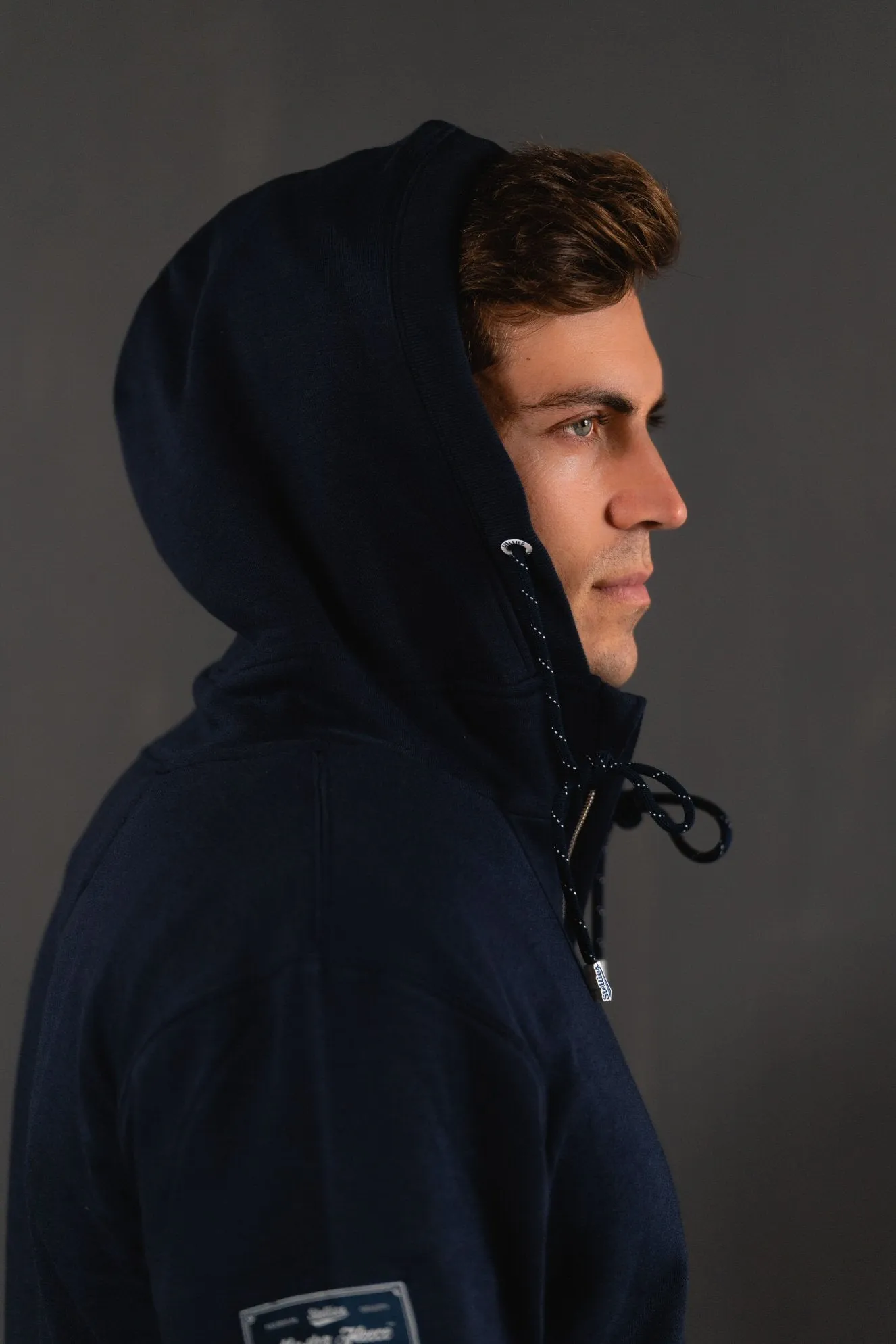 The Luxe Zip-Up Fleece Hoodie in Navy