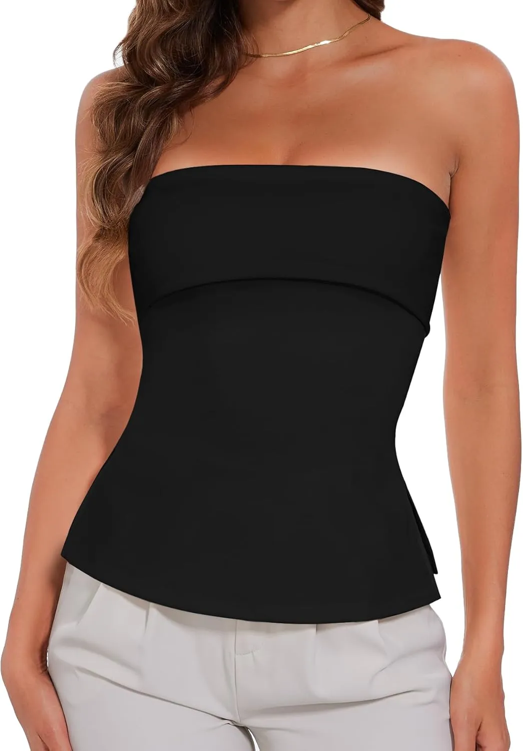 Tube Tops for Women Strapless Top Going Out Split Bandeau Top Slim Off Shoulder Bustier Backless Summer Tops