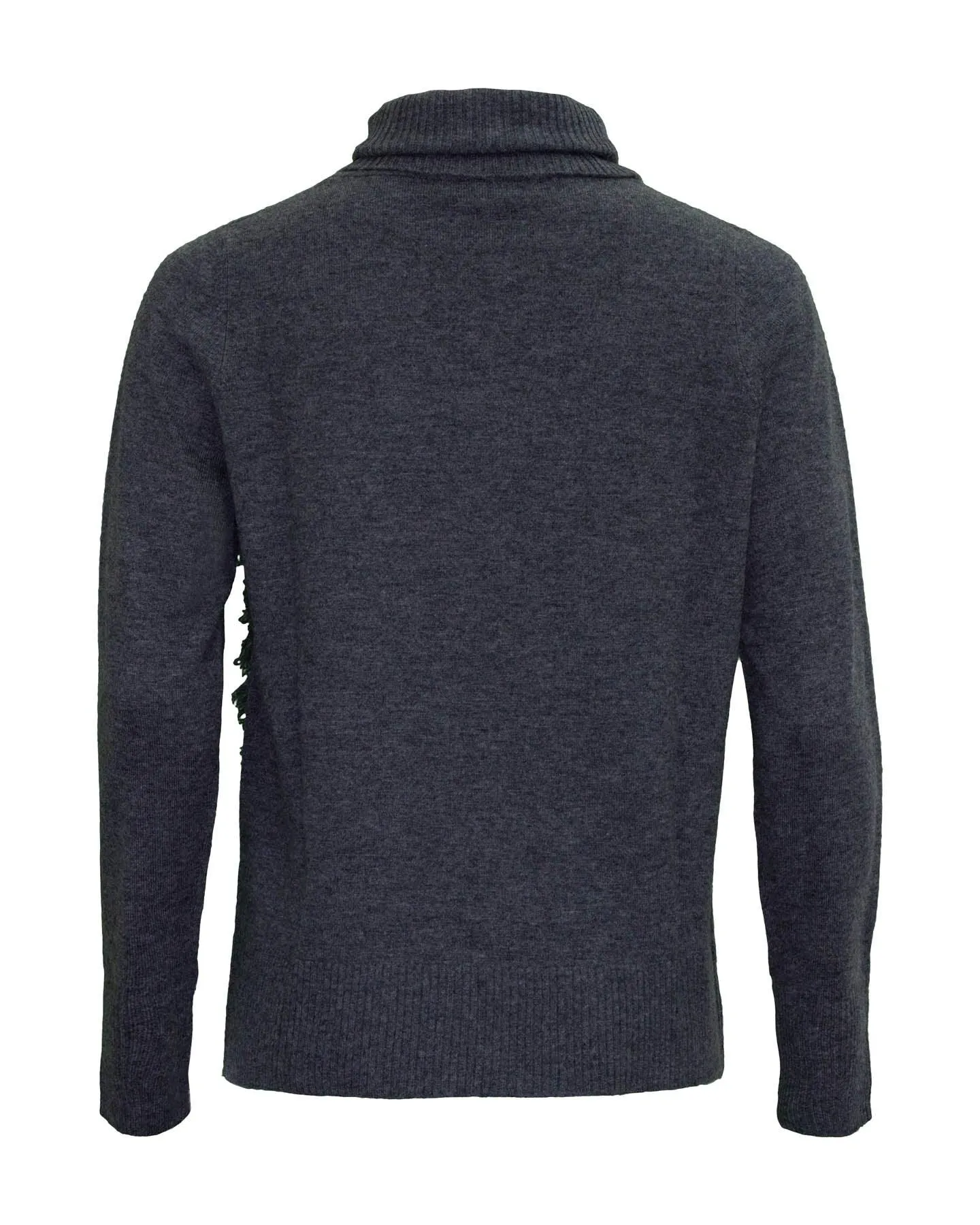 Turtleneck Asymmetrical Fringe Hem Sweater