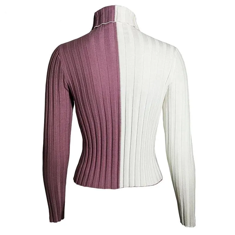 Turtleneck Sweater Patchwork knitting skinny