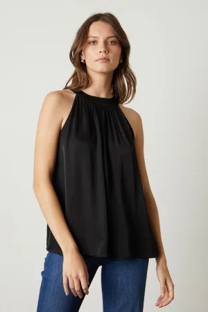 Velvet - Crystal Halter Top in black