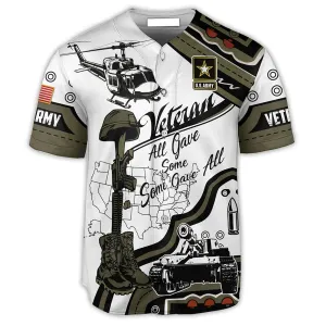 Veteran Us Army Some Gave All With Blue Style Baseball Jersey