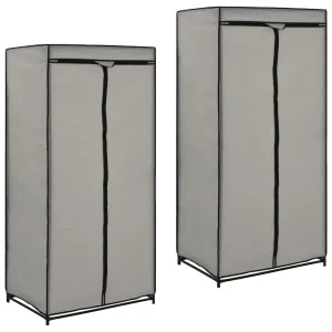 Wardrobes 2 pcs Grey 75x50x160 cm