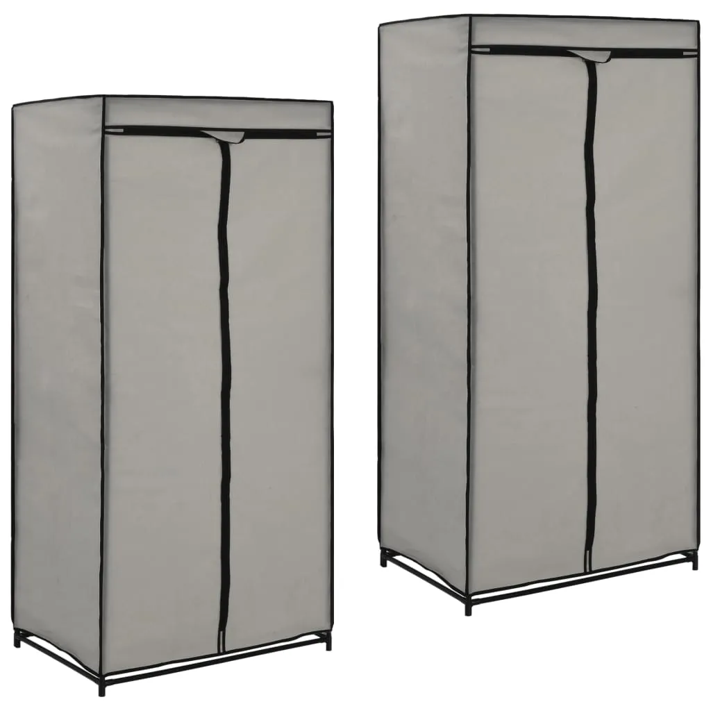 Wardrobes 2 pcs Grey 75x50x160 cm