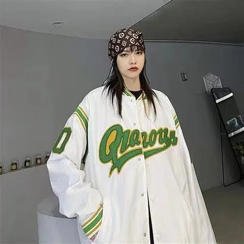 Wenkouban 2024 baseball Jacket Female Autumn And Winter Korean Of Loose Plus Velvet Thick Sweater Student Ins Baseball Uniform Tide