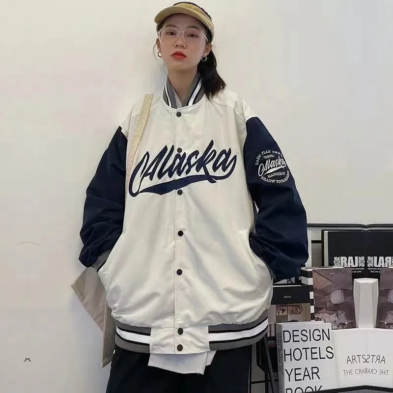 Wenkouban 2024 baseball Jacket Female Autumn And Winter Korean Of Loose Plus Velvet Thick Sweater Student Ins Baseball Uniform Tide