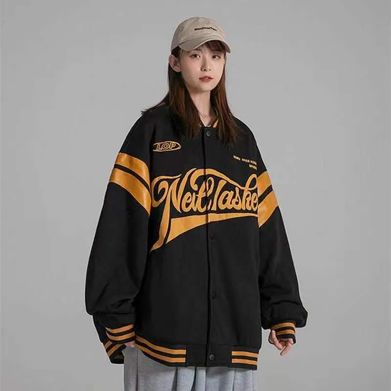 Wenkouban 2024 baseball Jacket Female Autumn And Winter Korean Of Loose Plus Velvet Thick Sweater Student Ins Baseball Uniform Tide