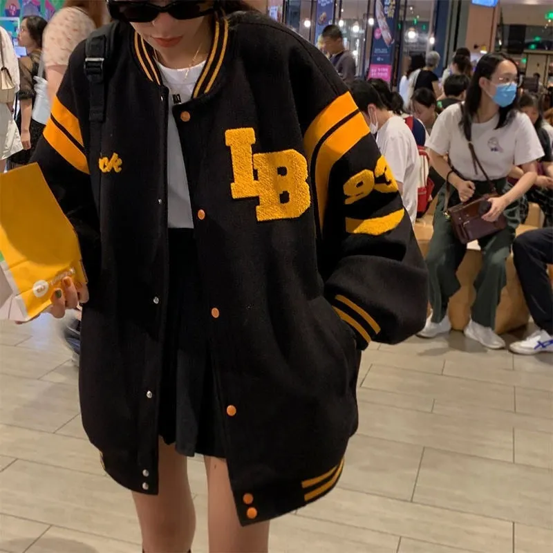 Wenkouban 2024 baseball Jacket Female Autumn And Winter Korean Of Loose Plus Velvet Thick Sweater Student Ins Baseball Uniform Tide
