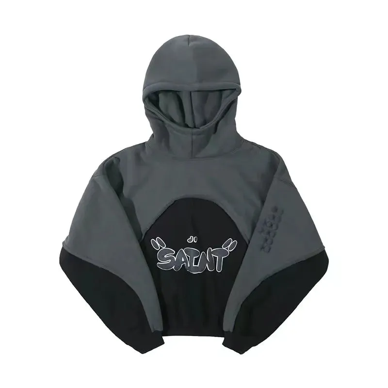 Wiaofellas  -  Three-dimensional foam splicing color hoodie plus fleece hoodie men and women
