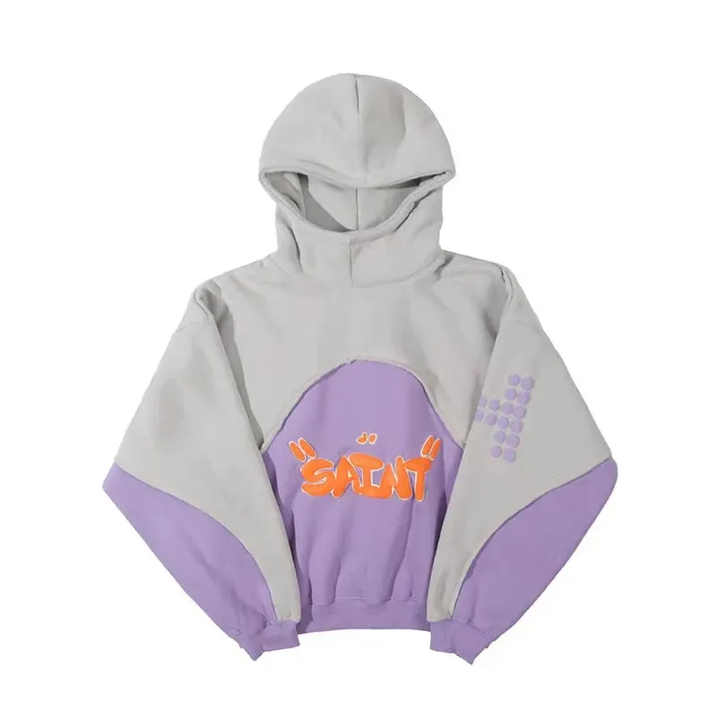 Wiaofellas  -  Three-dimensional foam splicing color hoodie plus fleece hoodie men and women