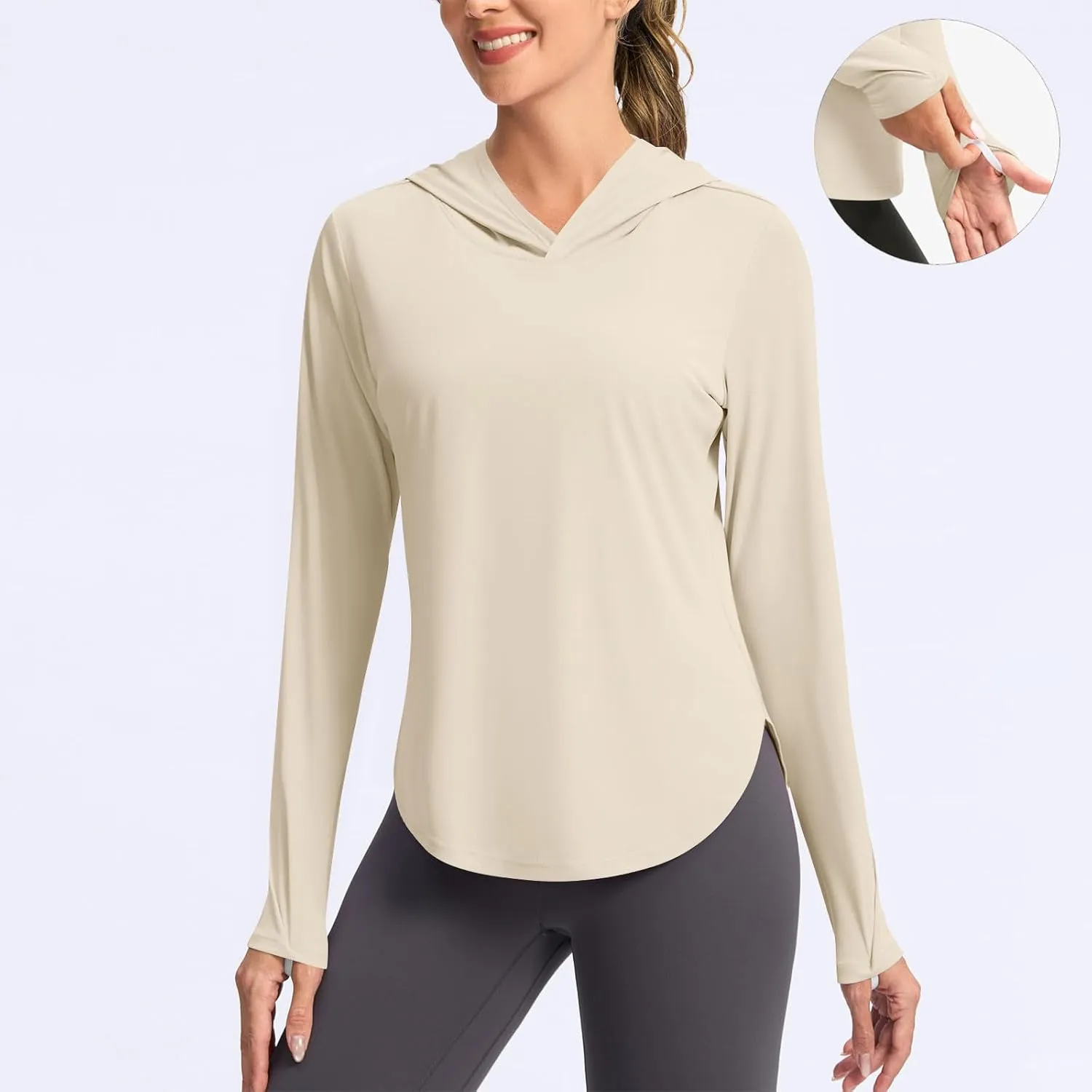 Women's Sun Protection Hoodie Shirts UPF 50  Long Sleeve UV SPF T-Shirt Hiking Running Quick Dry Rash Guard