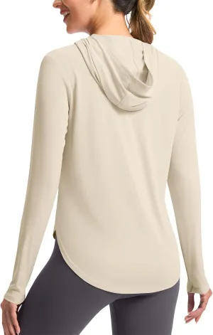 Women's Sun Protection Hoodie Shirts UPF 50  Long Sleeve UV SPF T-Shirt Hiking Running Quick Dry Rash Guard