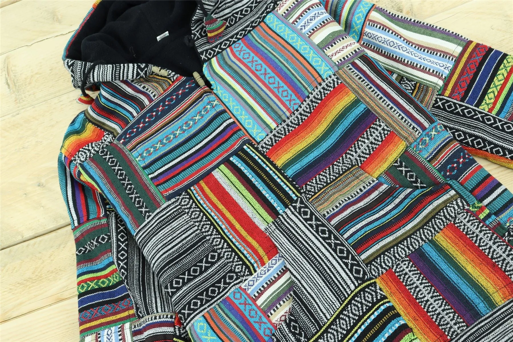 Woven Gheri Cotton Baja Hoodie - Patch Non-Brush