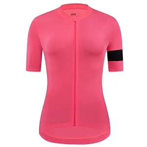 YKYW Women's Cycling Jerseys Summer Color Paneled Short Sleeves Milk Silk Fabric Breathable Quick-dry Pink